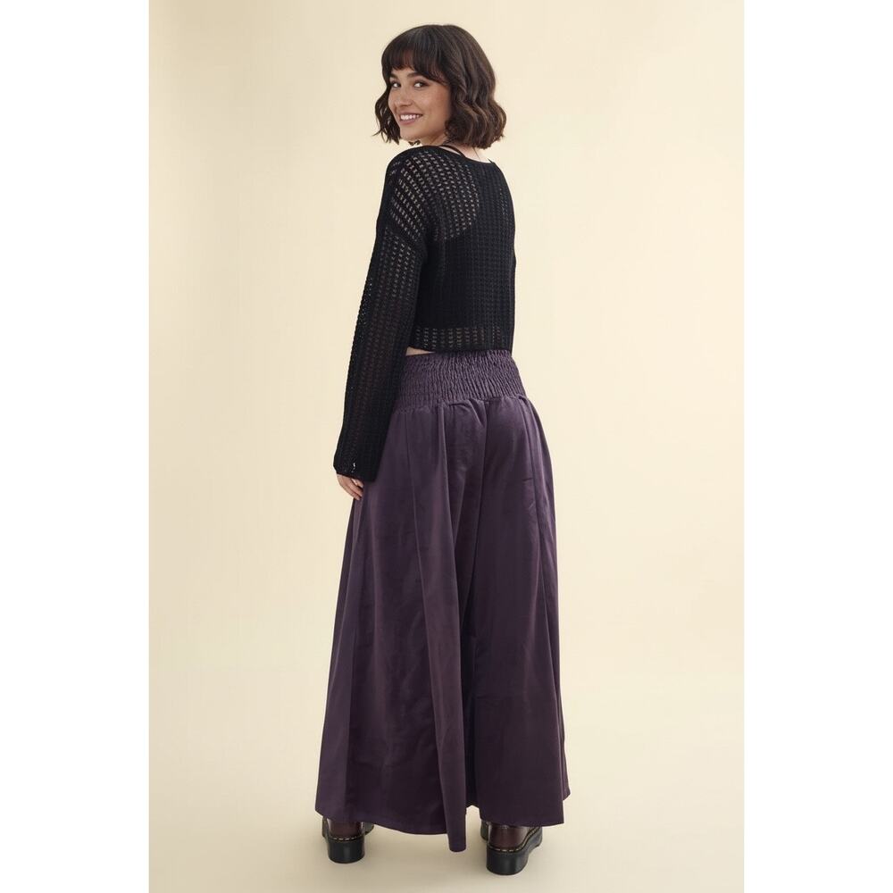 Earthbound Trading Co Plum Velvet Barcelona Pants Wide Leg Boho L